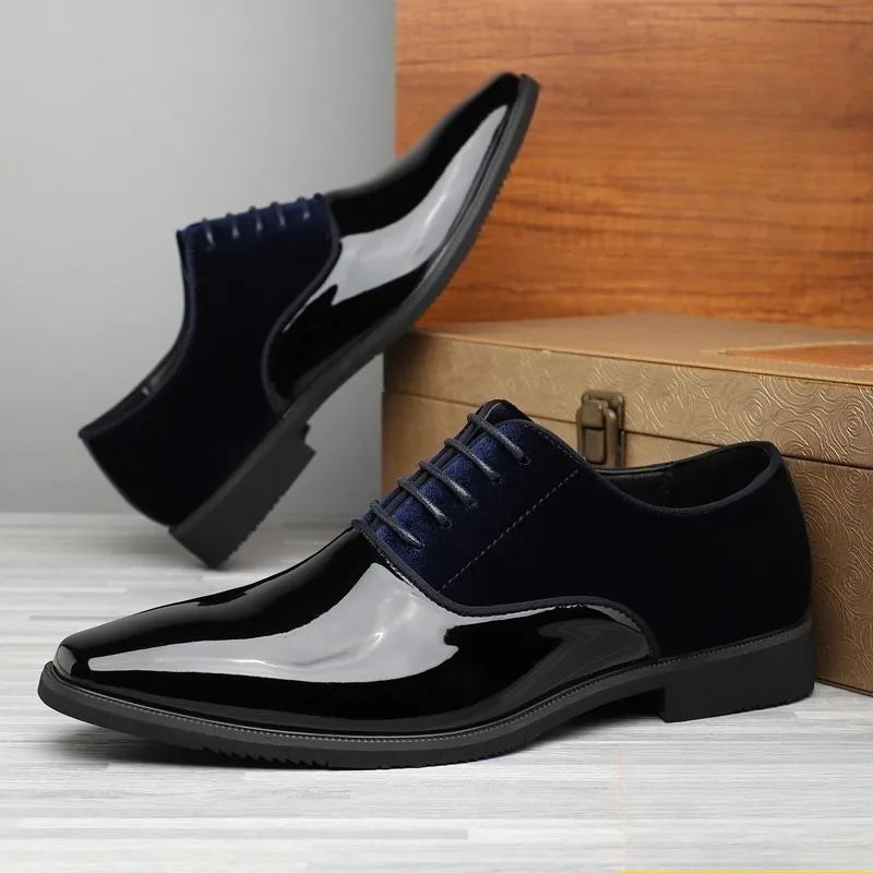 Men’s Patent Leather Oxford Shoes - Elegant Formal Business Casual and Wedding Dress Shoes in Multiple Colors