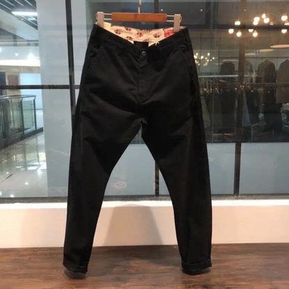 100% Cotton Heavyweight Men's Workwear Pants - Retro Slim Straight Casual Trousers