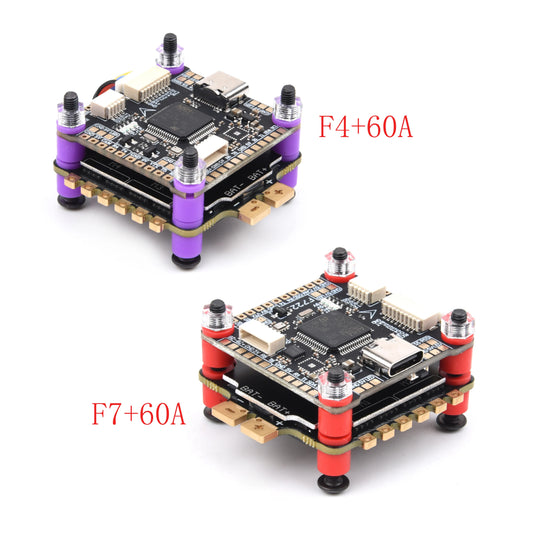F7/F722 & F4/F405 Flight Controller Stack with 60A 4-in-1 ESC – 3-6S for 5–10” FPV Racing Drones