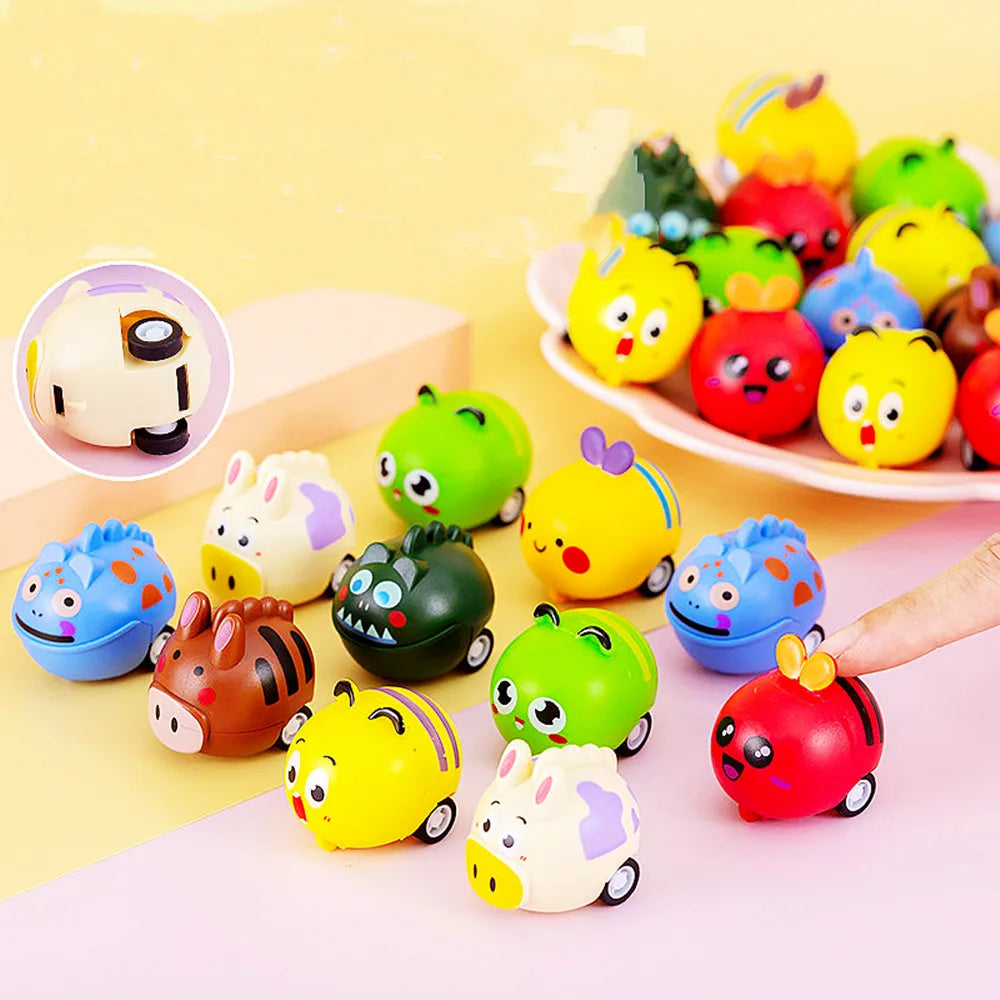 6pcs Cartoon Pet Pull-Back Car Toys – Kids Sports Toy Set, Birthday Party Favors & Pinata Gifts