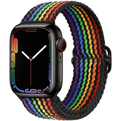 Braided Nylon Apple Watch Band – Adjustable Sport Strap Compatible with Ultra 2, Series 10/9/8/7/6/SE (40–49mm) Wrist Bracelet