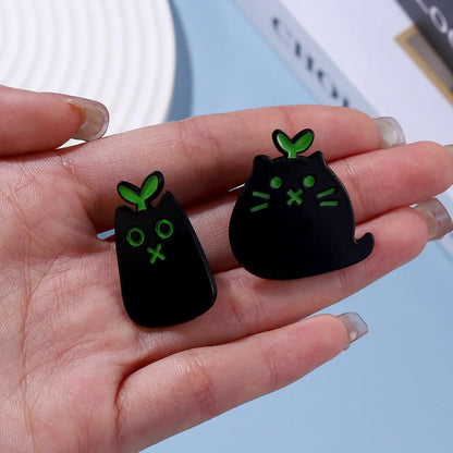 Cute Black Cat Enamel Pin – Cartoon Animal Metal Brooch Badge Jewelry Gift for Kids Punk Style