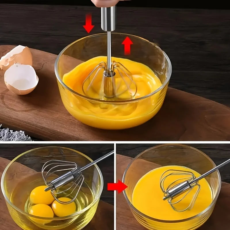 Stainless Steel Egg Beater – Durable Semi-Automatic Mixer for Effortless Egg, Cream & Batter Mixing for Kitchen Baking