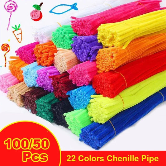 100/50PCS Chenille Stems Bulk – 22 Colors Pipe Cleaners for Kids’ Crafts, DIY Art Projects & Decorations (6mm x 12in)
