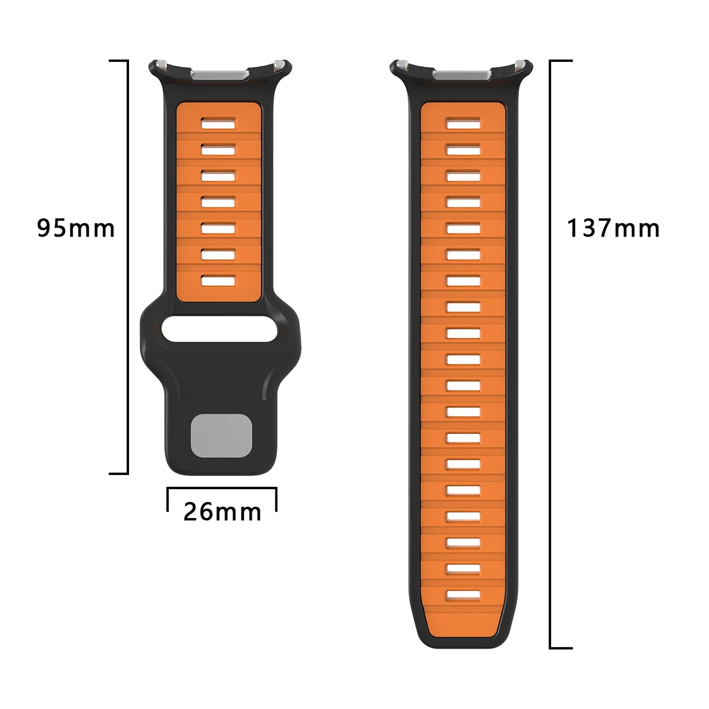Sports Silicone Strap for Samsung Galaxy Watch Ultra 2025 — Soft Two-Color No-Gap Band for 47mm Galaxy Watch 7 Ultra