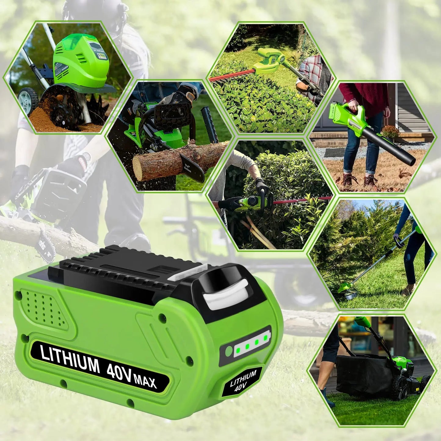 Greenworks 40V 6.0Ah G-MAX Li-Ion Battery – Compatible with 29472, 29462, 29252, 20202, 22262 Cordless Power Tools (Not Gen 1)