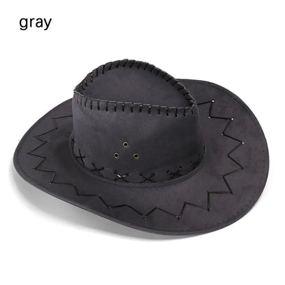 Western Cowboy Hat – Faux Leather Fedora for Men, Women & Kids, Wide Brim Beach & Travel Cap in Black, White & Pink