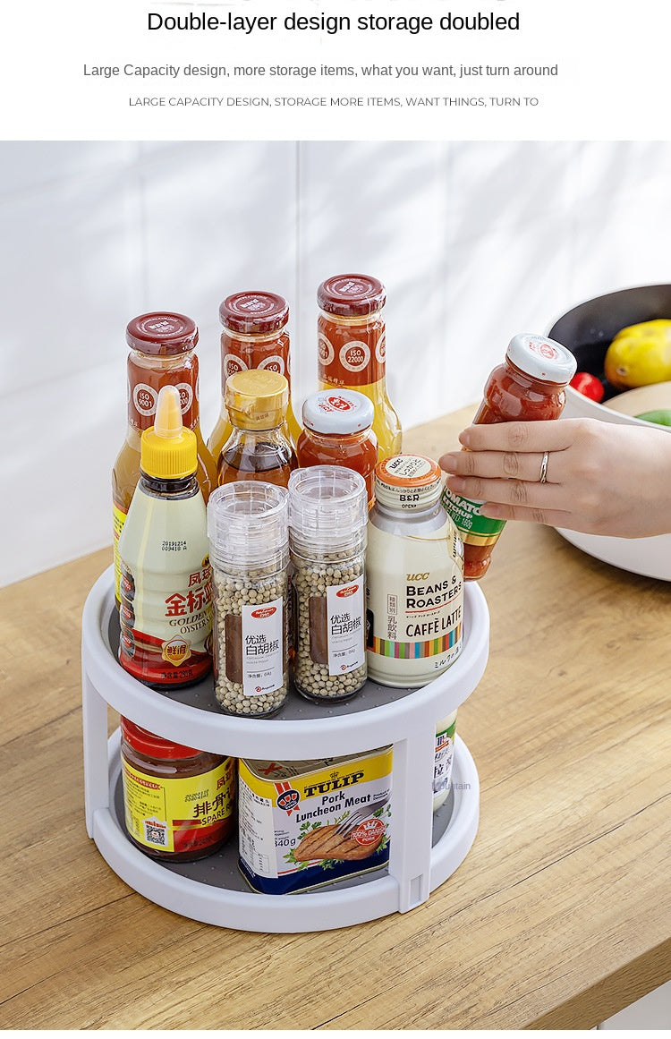 1/4PCS 360° Rotatable Anti-Slip Kitchen Storage Rack – Round Multi-Functional Organizer for Condiments & Tableware