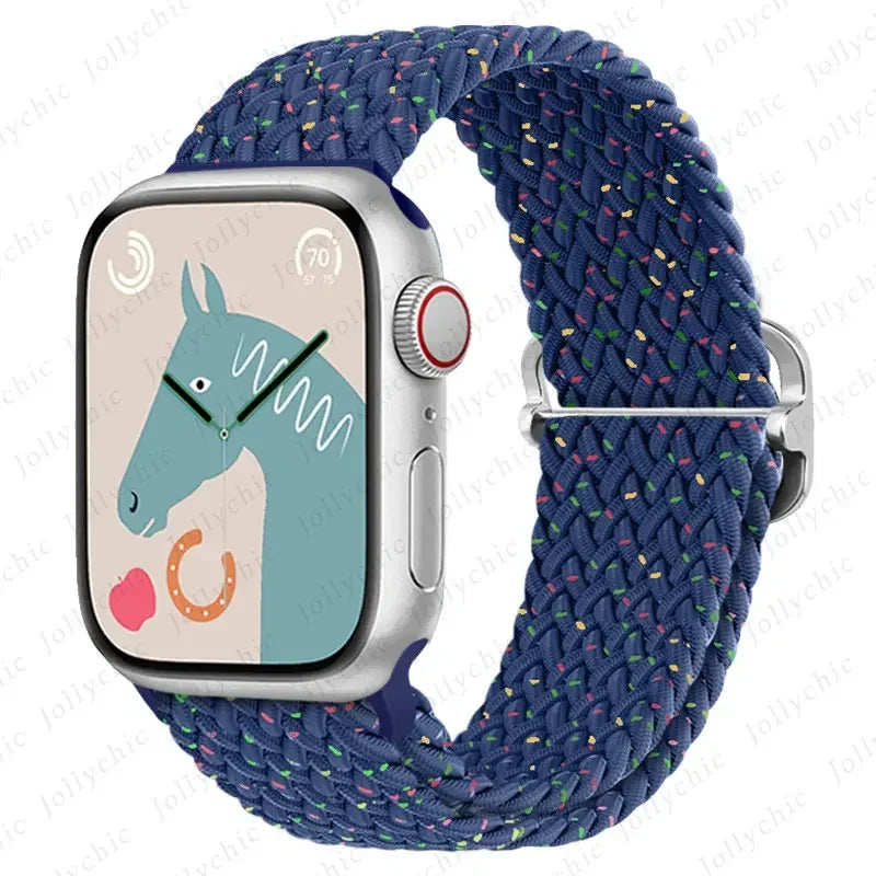 Braided Solo Loop Apple Watch Ultra Band – Elastic Nylon Adjustable Sport Bracelet Strap for iWatch SE, Series 3–9 (38mm–49mm)