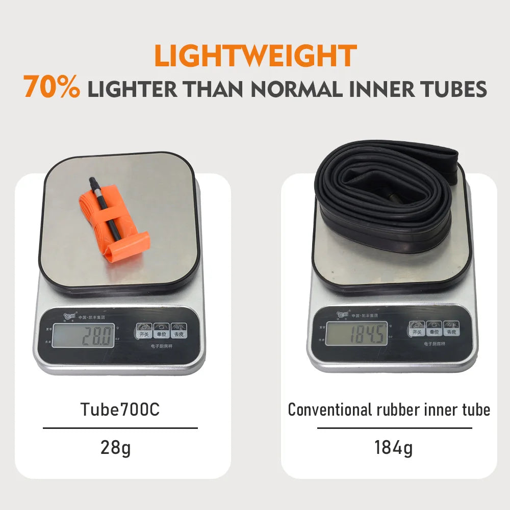 ThinkRider 28g Ultralight Bike Inner Tube — 700x18/25/28 TPU Road Bicycle Tire with 45/65/85mm French Valve