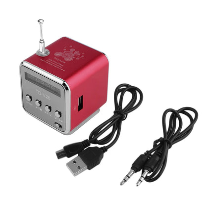TD-V26 Portable Digital FM Radio & Wireless Speaker — Mini Stereo Receiver with LCD Display, SD/TF Card Support