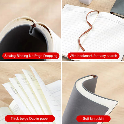 A5 Thickened Deer Head Notebook – Business PU Soft Leather Notepad with Horizontal Lines, School & Office Stationery Supplies