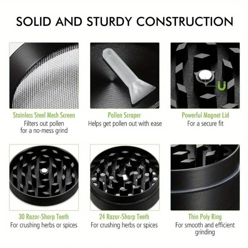 40mm 4-Layer Metal Herb Grinder – Spice & Tobacco Crusher Shredder for Smoking Accessories