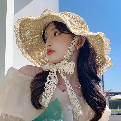Women’s Wide Brim Straw Sun Hat – Foldable Summer Beach Hat with UV Protection