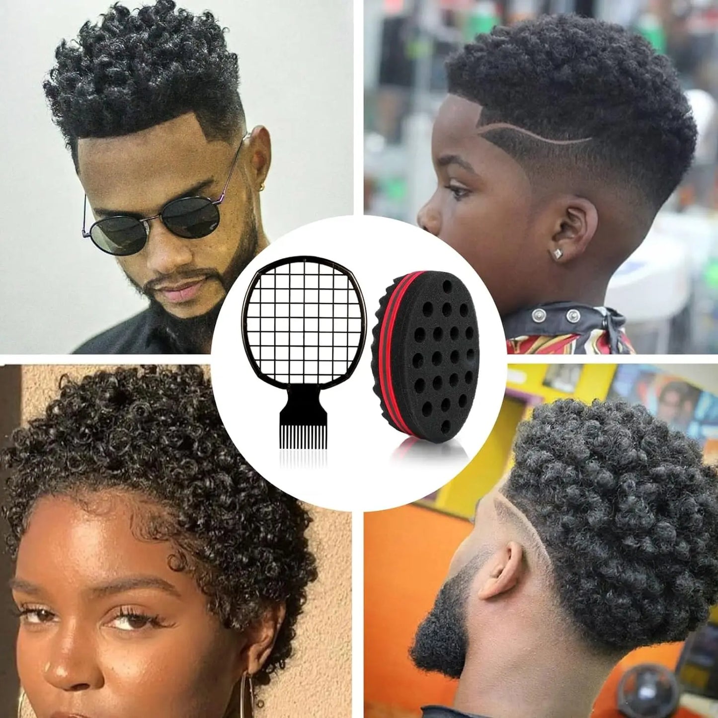 Afro Twist Hair Comb Sponge - Curly Hair Sponge Brush for Men & Women, Personal Styling for Hairdressers