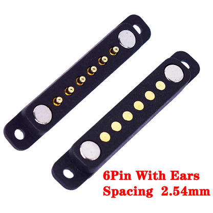 2-Pin Waterproof Magnetic Pogo Pin Connector - 2.8mm Pitch Spring-Loaded Male/Female DC Power Socket with Ears