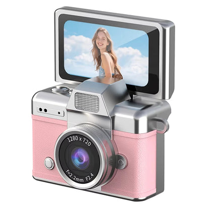 Ourlife Mini Keychain Camera - 1.47-Inch Flip Screen Retro CCD HD Digital Video Recorder