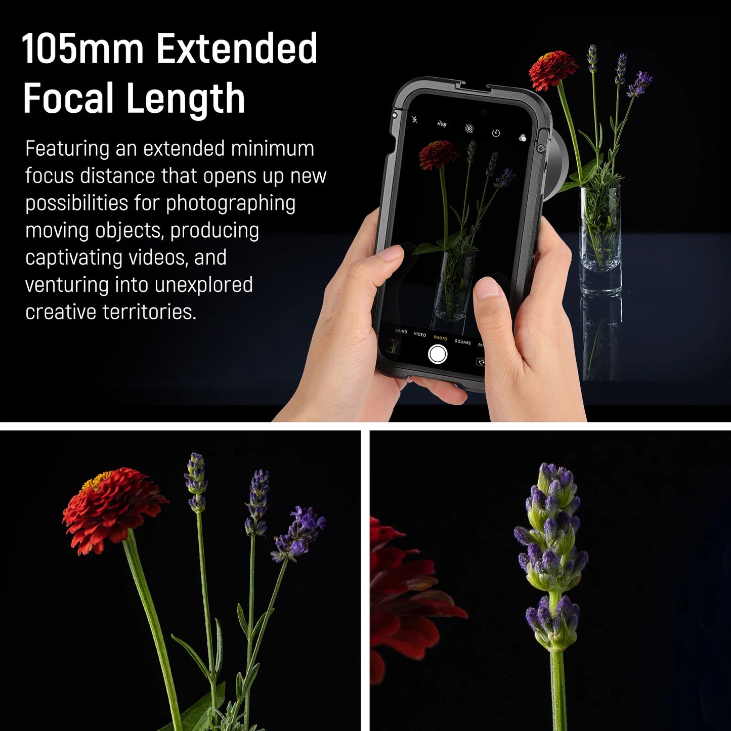 NEEWER 105mm HD Macro Lens - 17mm Thread Phone Lens for iPhone, Samsung, Xiaomi & Compatible Phone Cages