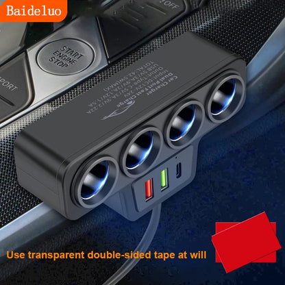 120W High Power Car Charger - USB-C and 4 Port Converter, Supports Apple, Samsung, Xiaomi, Huawei