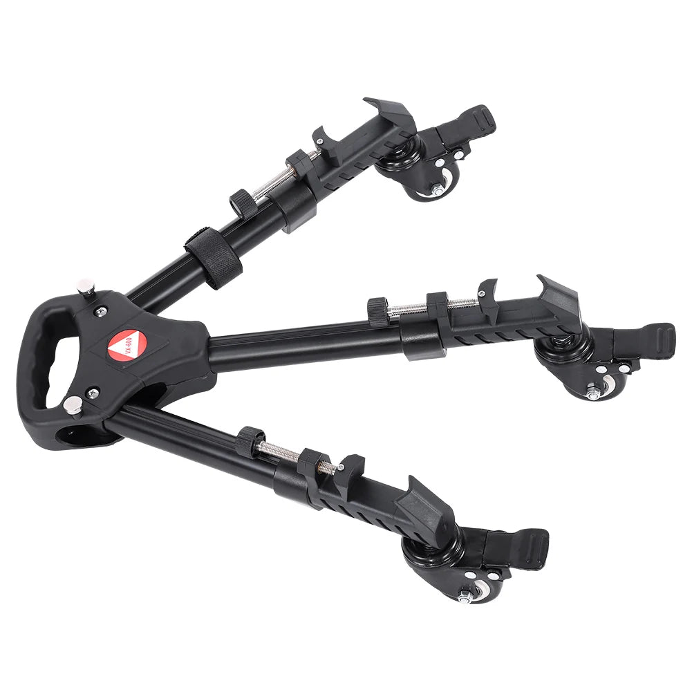 VX-600 Foldable Camera Tripod Dolly – 3 Wheels Stand with Pulley Base, Universal Tripod for Easy Camera Movement