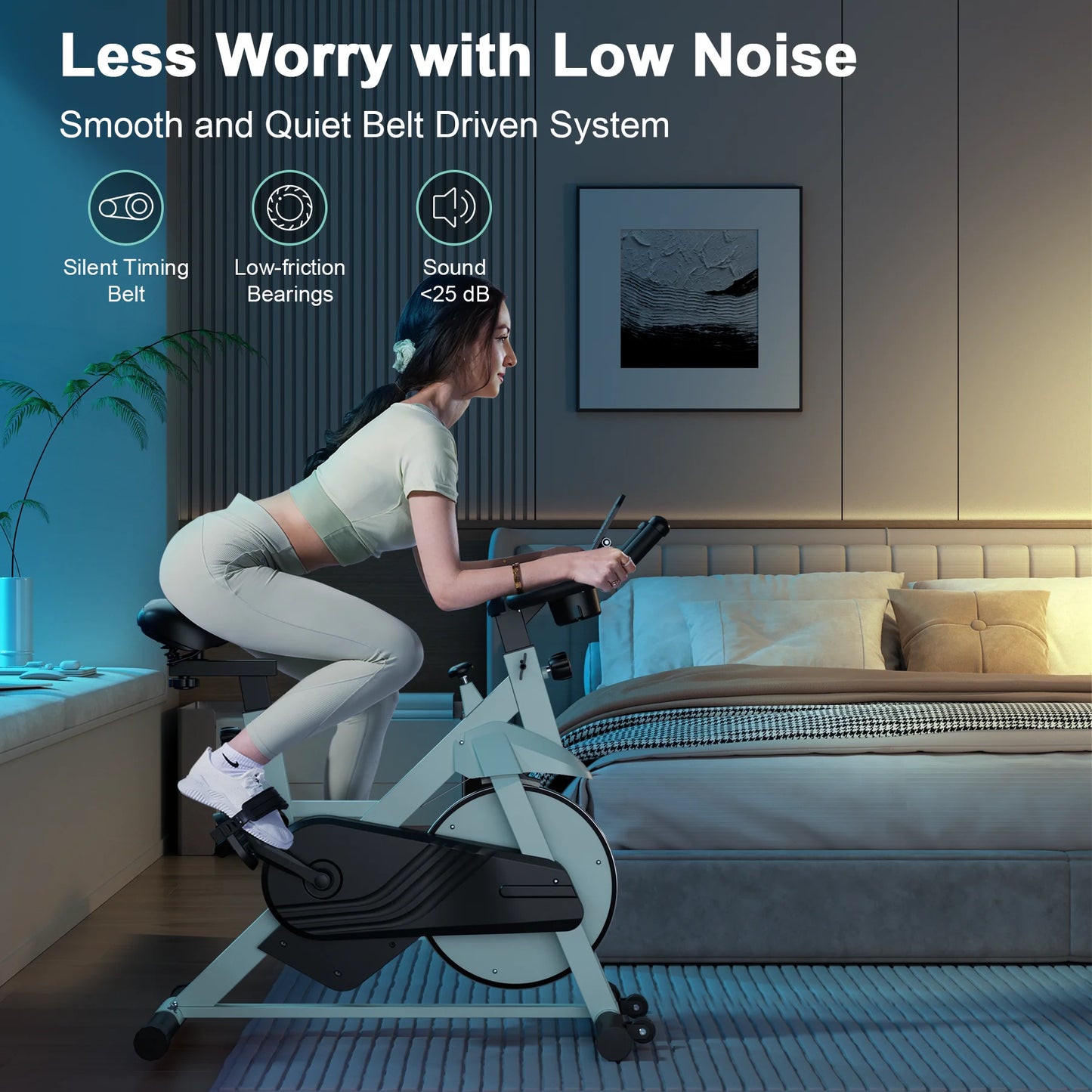 Superun Stationary Exercise Bike – 32-Level Magnetic Resistance, Low Noise Home Workout Cycling Bike