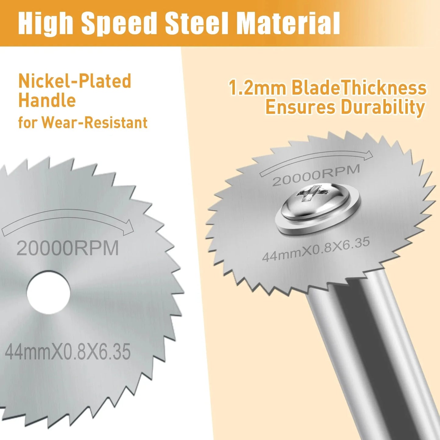 HSS Circular Saw Blade Set - 1/4 Inch Hex Shank Cutting Discs for Rotary Tools, Metal, Wood & Plastic