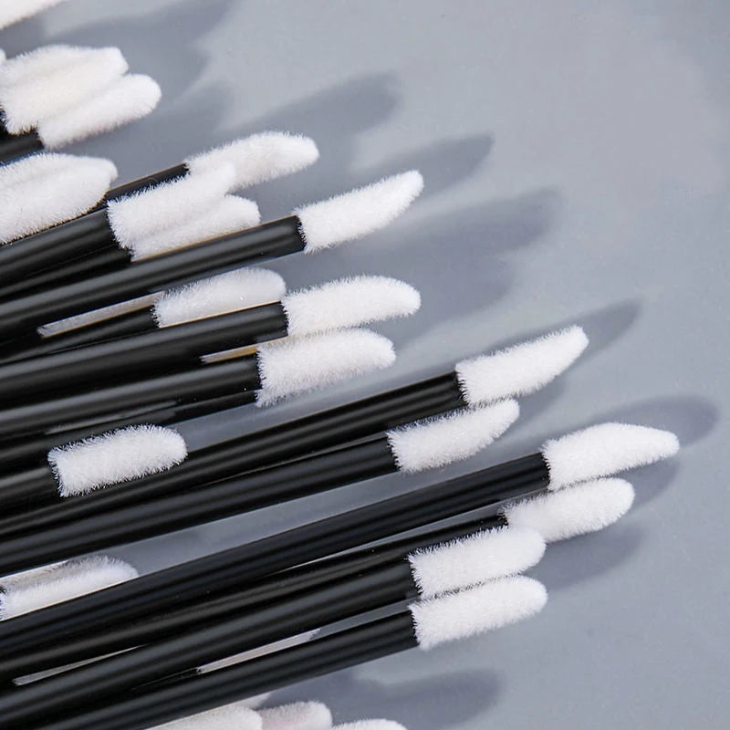 50Pcs Disposable Lip Brush Set - Microbrush Mascara Applicator, Lash Extension, Lipstick Wands, Cosmetic Makeup Tools