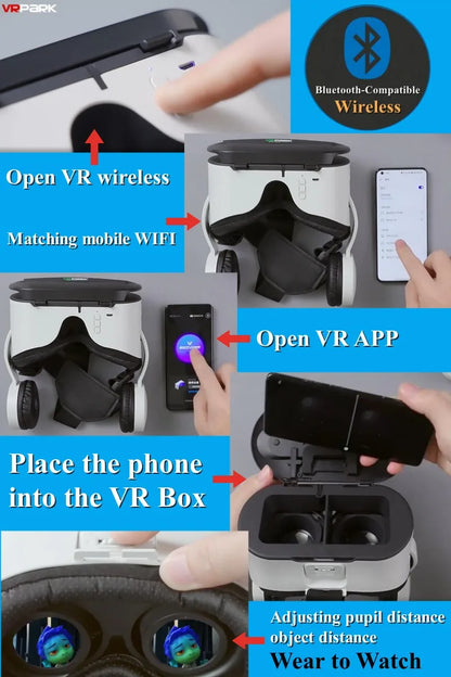 Original J60 4K Wireless VR Glasses – Stereo 3D Virtual Reality Headset for Smartphones Up to 6.7"