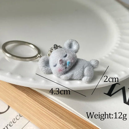 Cartoon Plush Koala Keychain – Cute Fluffy Doll Bag Pendant, DIY Keyring Charm Gift for Women