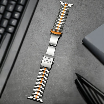 Titanium Color Stainless Steel Band for Apple Watch Ultra 2, iWatch 10/9/8/7/SE – 49mm/46mm/45mm/44mm/42mm Metal Strap