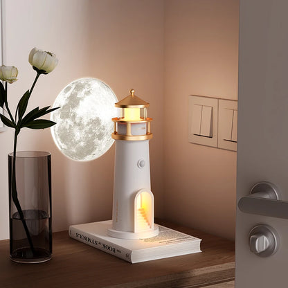 Moon Lamp Projection Night Light – Lighthouse Design with Bluetooth Music, Remote Control & Motion Sensor, Ambient Light for Xmas & Birthday Gift