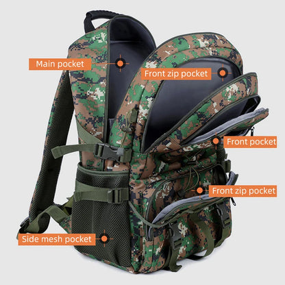 USB Tactical Camping Backpack – Large Multi-Functional Hiking, Trekking & Laptop Rucksack for Outdoor Travel and Sports