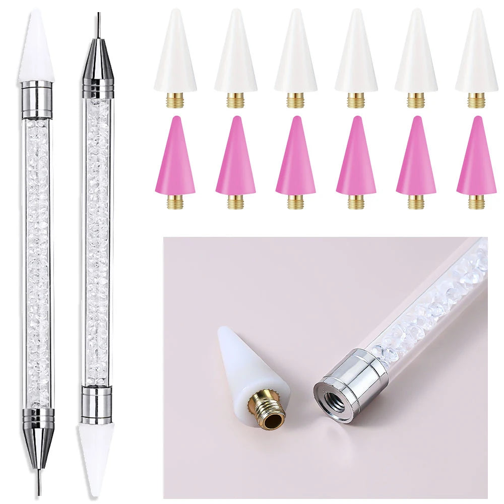 Dual-Ended Rhinestone Picker Pen - Wax Dotting Tool for Nail Art, Crystal Studs & DIY Crafts