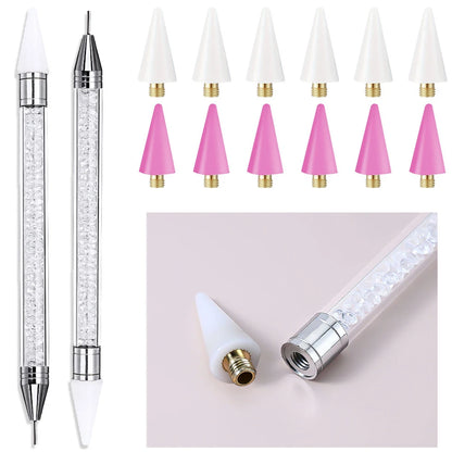 Dual-Ended Rhinestone Picker Pen - Wax Dotting Tool for Nail Art, Crystal Studs & DIY Crafts
