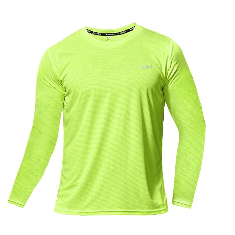 Men's Summer Ice Silk Long Sleeve T-Shirt – Quick Dry, Breathable Sun Protection for Outdoor Running