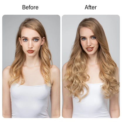 Synthetic Ombre Hair Extension - One Piece Invisible Wire Long Wavy Clipless False Hairpiece Black Blonde Pink