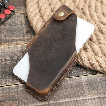Men’s Leather Waist Bag – Phone Holster Pouch Wallet for 6.7" Smartphones