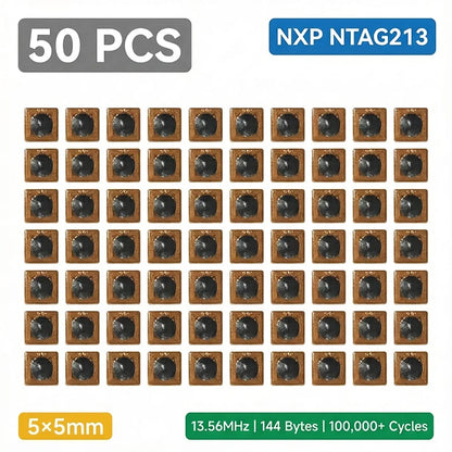 Programmable NTAG213 NFC RFID Tag Sticker - 5x5mm Micro FPC 13.56MHz Chip for Access Control & Supply Chain Management