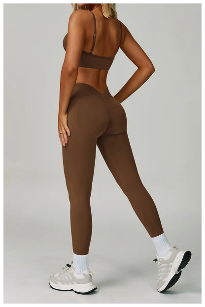 2/3PCS Women’s Seamless Yoga & Gym Set – Push-Up Sports Bra, Long Sleeve Jacket & Workout Leggings