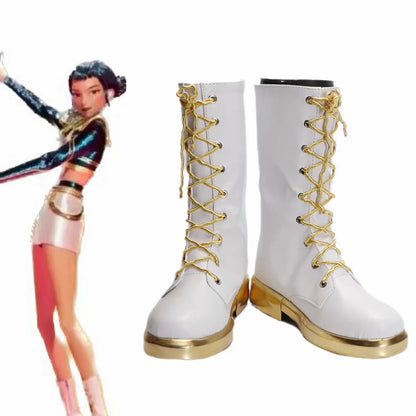 Girls Rumi Zoey Mira Cosplay Boots — Black Gold K-Pop Demon Hunters Costume Shoes for Halloween Role Play