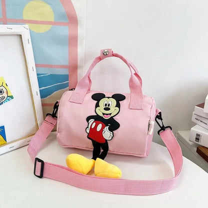 Disney Mickey Mouse Cartoon Small Shoulder Bag – Fashion Trendy Crossbody Cylinder Bag for Women & Girls, Cute Personality Style Handbag
