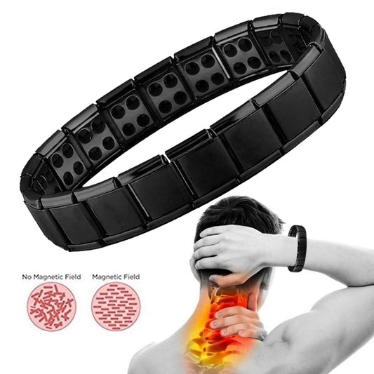 New Stainless Steel Black Germanium Magnetic Chain Bracelet – Health Care Energy Jewelry for Men & Women, Snoring Relief Bracelet