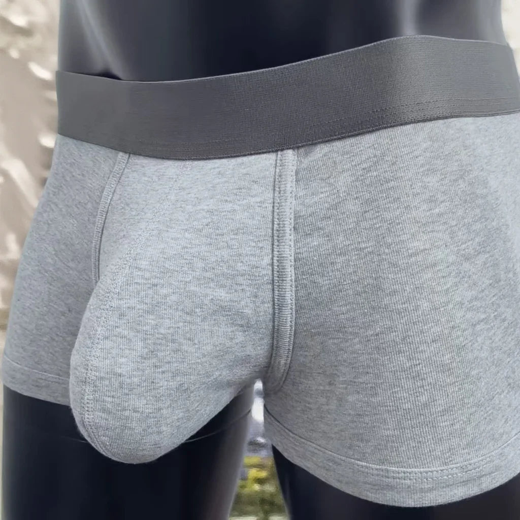 Men's Cotton Boxer Briefs - Breathable Soft Underwear with Extra-Large Pouch, Comfortable Stretch Fit