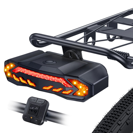 Wireless Bicycle Tail Light with Turn Signal & Anti-Theft Alarm – USB Rechargeable, IP65 Waterproof Brake Sensor Bike Light with Bracket