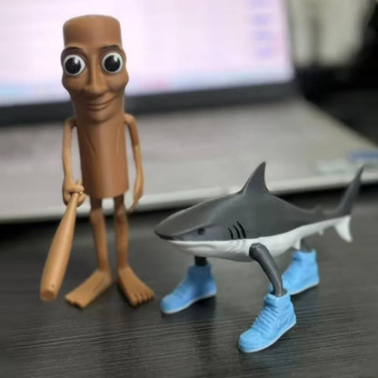 Shark Figurine Tungtungsahur 3D Printed Toy – Articulated Tralalero Desktop Decoration, Funny Ornament Doll