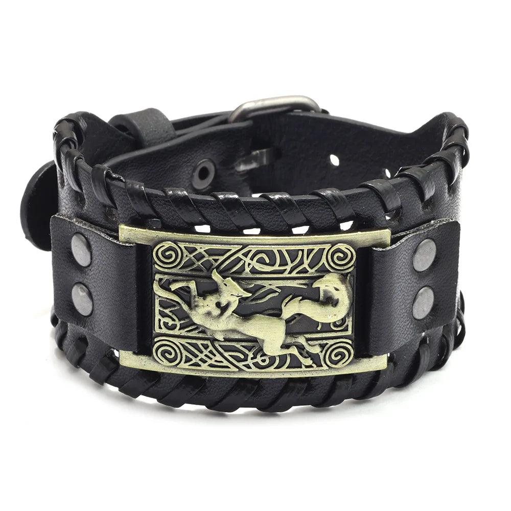 Trendy Viking Bracelet – Nordic Rune Compass & God Bird Charm Leather Woven Jewelry for Men, Fashion Accessory & Party Gift