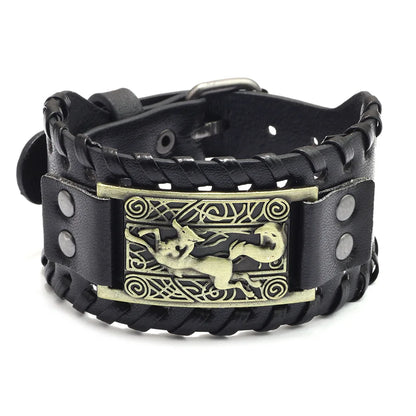 Trendy Viking Bracelet – Nordic Rune Compass & God Bird Charm Leather Woven Jewelry for Men, Fashion Accessory & Party Gift