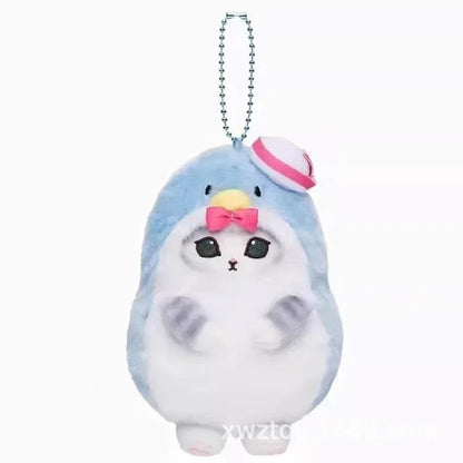 Hot Kawaii Plush Keychain Pendant — Mofusand Shark Cat & Cross-Dressing Hello Kitty/Kuromi Backpack Charm