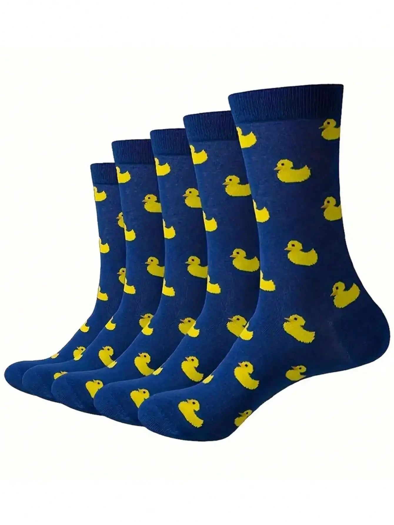 5 Pairs Men’s Cartoon Duck Boat Socks – Soft, Breathable & Comfortable Casual Daily Wear Socks Set