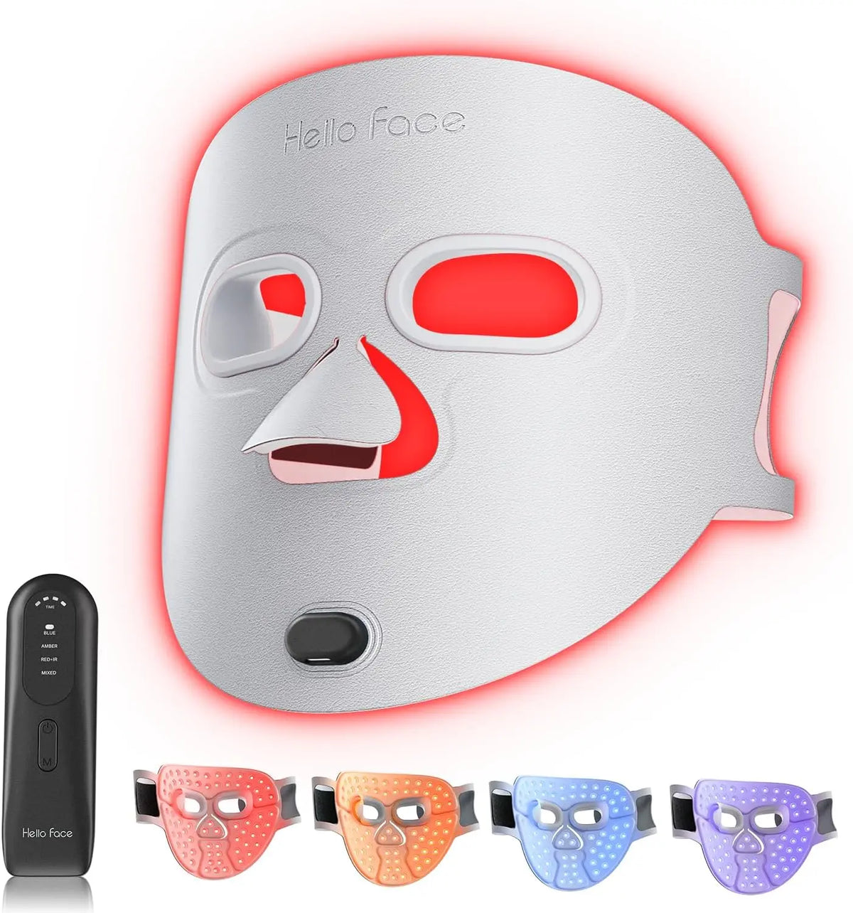 Hello Face Red & Near-Infrared Light Mask - Wireless Ultra-Light Facial Mask for Professional-Style Skincare